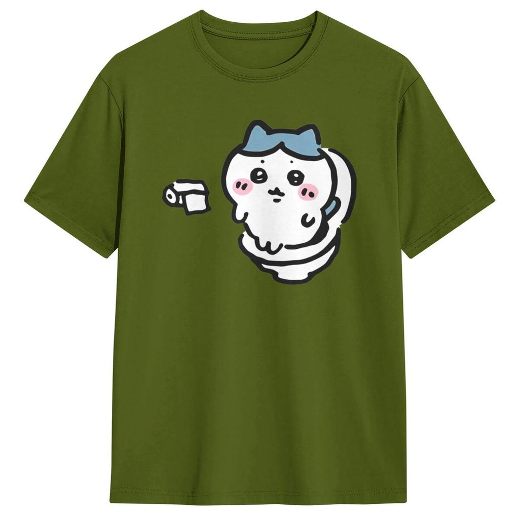 Hachiware On The Toilet Potty Chiikawa Usagi Poop Pooping Meme T Shirt T-Shirts Short Sleeve Cotton O Neck Oversize Clothing