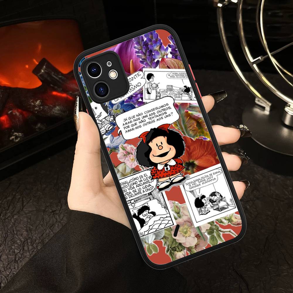 Popular Cartoon M-Mafalda Phone Cases For IPhone 16 15 14 Plus 13 12 11 Pro Max Matte Oft Bumper Phone Cover