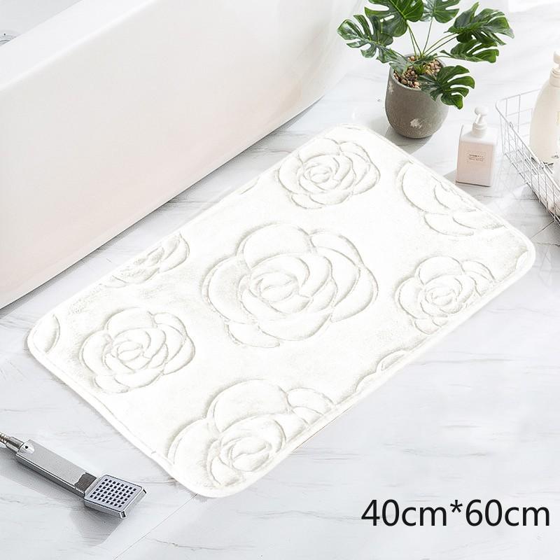 Tappetino da bagno con rose in rilievo Tappetino da bagno antiscivolo nel lavabo Vasca da bagno Tappeto da pavimento laterale Doccia Zerbino Memory Foam 3D Pad