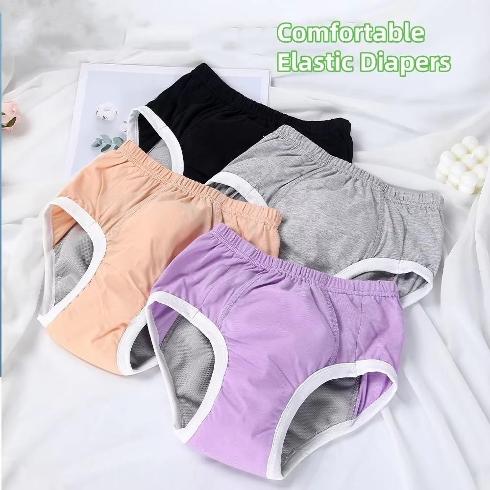 Pañal de tela lavable para adultos con incontinencia, diseño de cintura elástica, ropa interior a prueba de fugas, pañal para adultos.