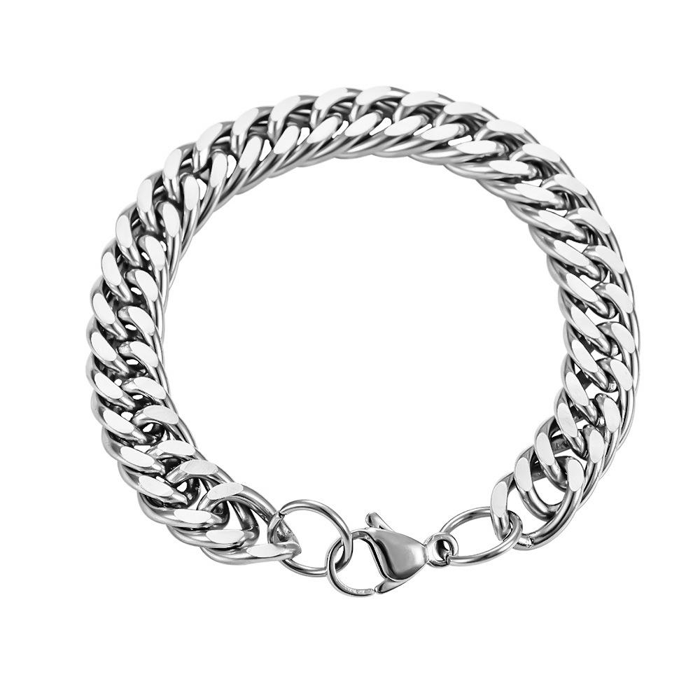 Gold Titanium Steel Chain Necklace and Bracelet Set with Multiple Sizes (50-60cm, 18-21cm)