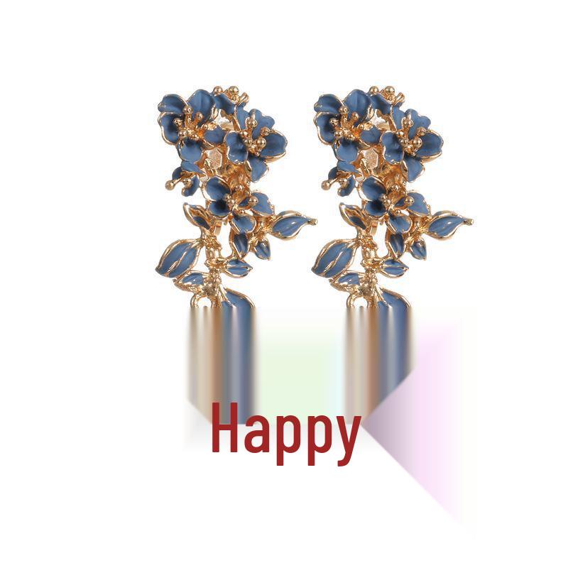 Red Cloisonné Flower Earrings: Elegant Chinese Wedding Qipao Style with Double Happiness Design