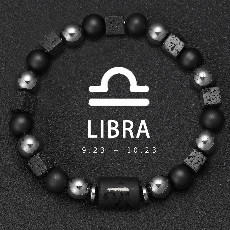 12 Zodiac Natural Stone Bracelets - Cancer, Virgo, Leo, Libra Designs, Ideal Couples & Friendship Gifts, Unisex Jewelry (Pulsera