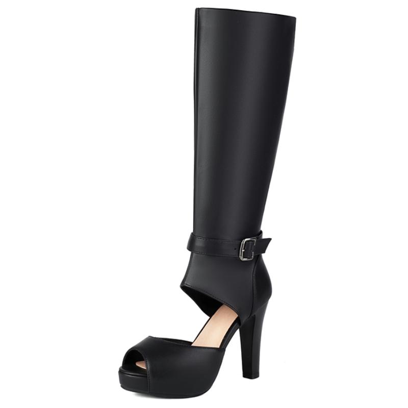 

Платформа Женские Сапоги до Колена 2025 Весна Лето Черный Белый Мода Пикантный Открытый Носок Высокий Каблук Осень Длинные Сапоги Женские Туфли для Вечеринки 39 чёрный