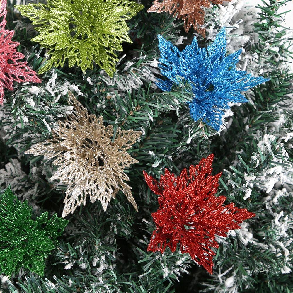 13cm Weihnachten Glitzer Blume Kopf Pailletten Realistisch Künstliche Weihnachtsstern Blume Handgemacht Simulation Weihnachtsbaum Dekorationen