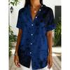 Simple and Personalized Love Print Summer Women's Plus Size Lapel Short Sleeved Shirt Fashionable Daily Versatile Casual Top