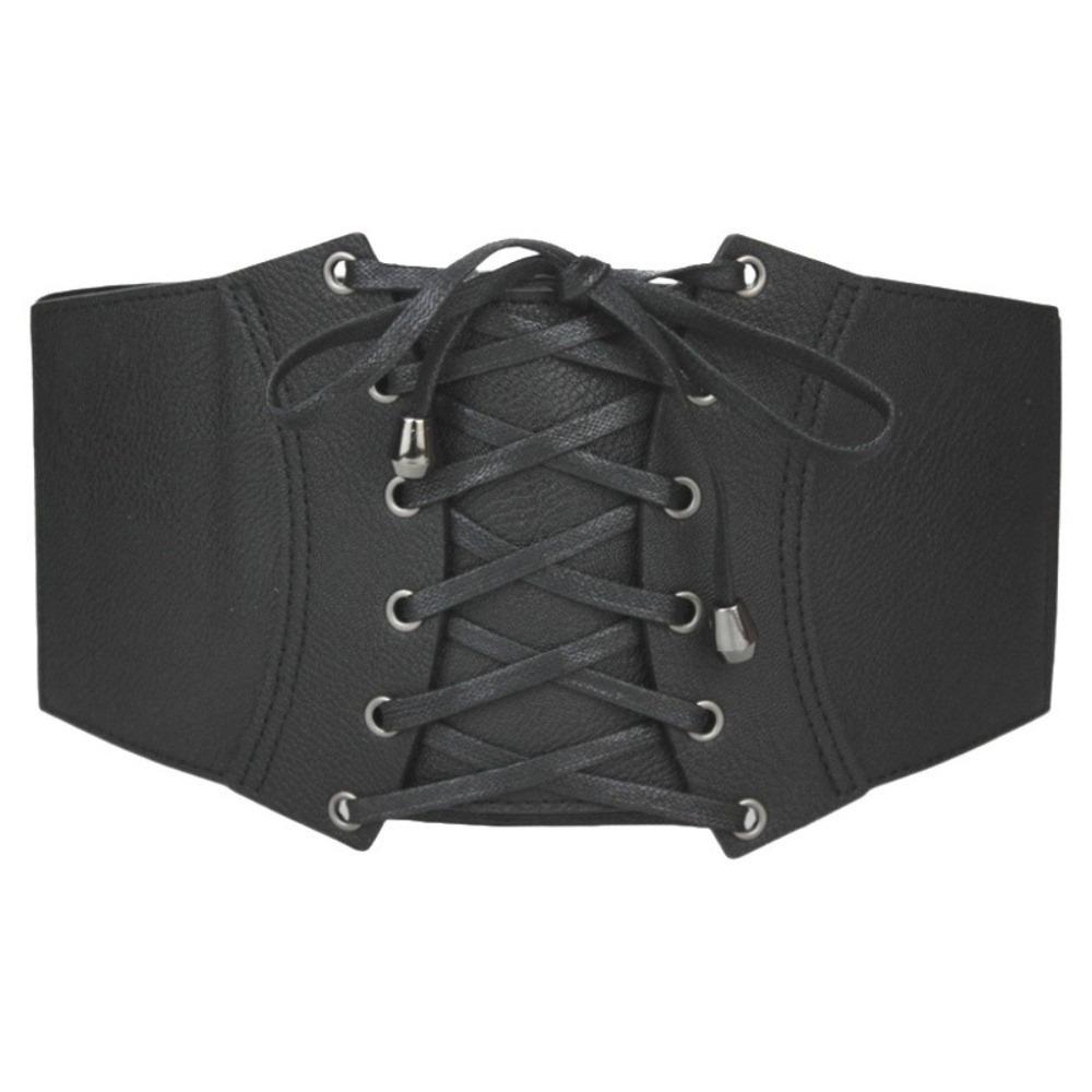 Solid Color PU Leather Corset Spicy Girl Western Cowboy Belt Gothic Wide Belt  Ladies