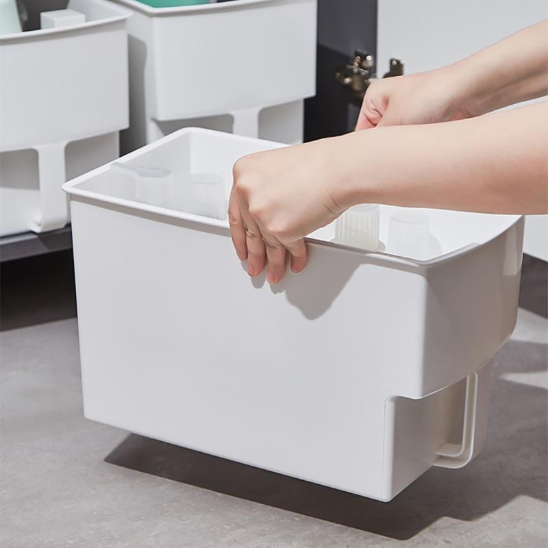 Cabinet Storage Box With Handle PP Plastic Organization Bin Multifunctional Drawer Container For Kitchen Bedroom