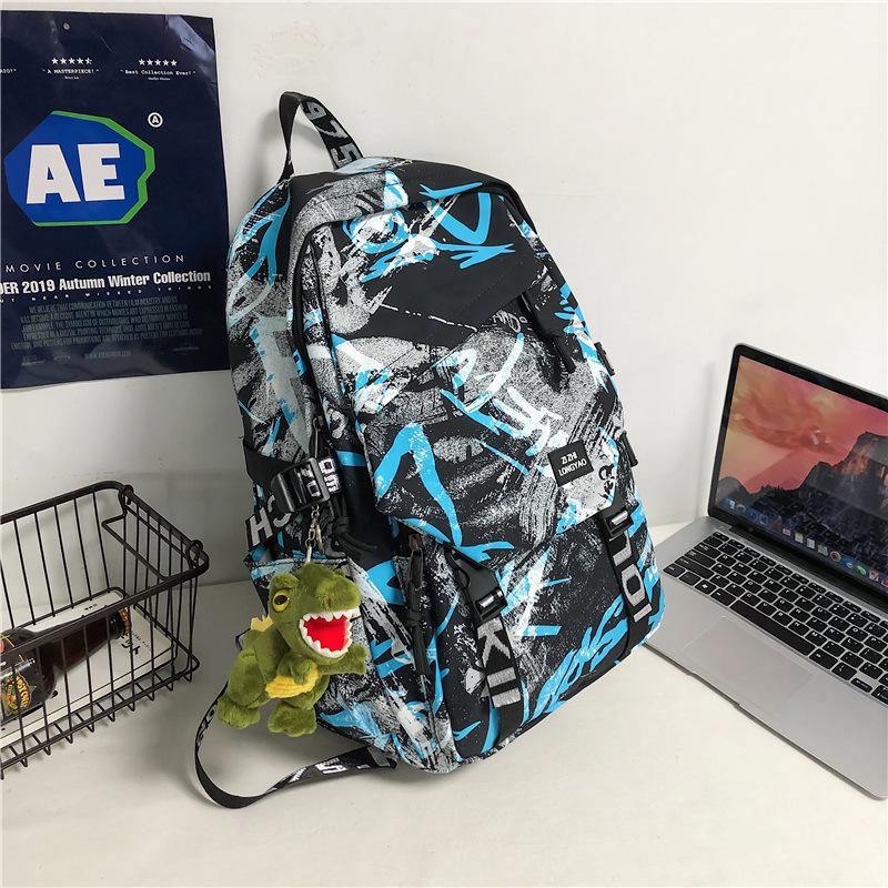 Spot Graffiti Streetwear Lightweight Backpack for Students & Casual Use