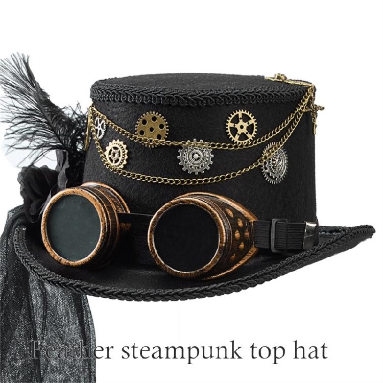 Steampunk Hat With Dark Series Flower and Veil Design For Theater Stage Performances Halloween Party Gathering Headwear