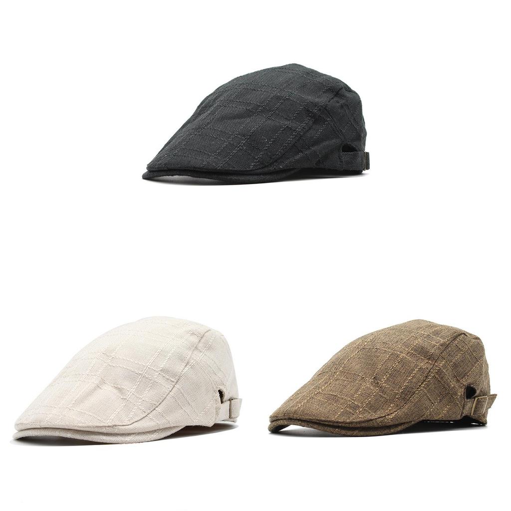 Gorra de Algodón y Lino para Hombre y Mujer, Estilo Vintage, Protección Solar, con Visera Curva Ajustable, para Usar en Verano