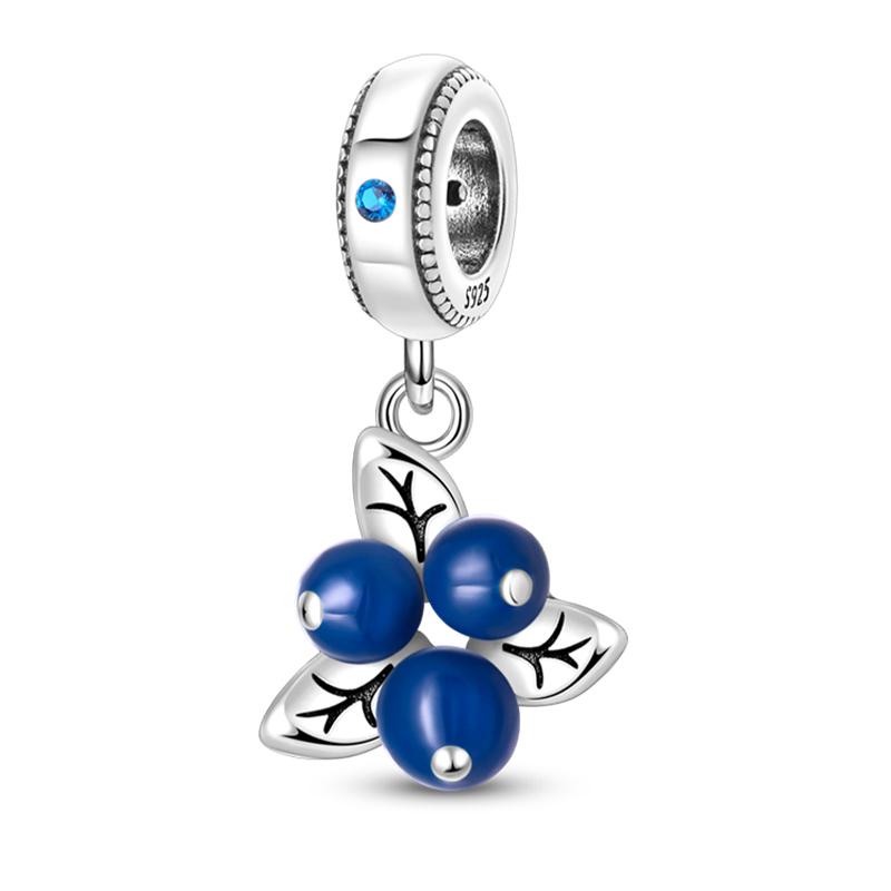 925 Silver Strawberry Cherry Avocado Fruit Charms Pendants Fit DIY 925 BraceletS Birthday Jewelry