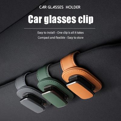 1pc PU Leather Car Visor Clip - Universal Glasses Holder | Easy Install & Compact Organizer for Auto Storage