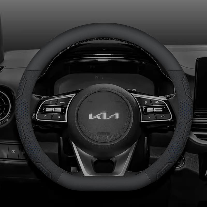WLCT1 For Kia K5 Sportage Picanto Xceed Rio Cerato Soul Carens Seltos Carbon Fiber Suede Car Steering Wheel Cover Auto Accessories