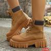 Foreign trade new European and American style large size short Martin boots women's cross-border new British style round head thin knight boots