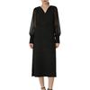 Long Dress for Lightweight Sheer Fly Slimming Autumn [Kayiyasu] Women, Paneled, Chiffon, Fabric, Sleeves, Figure-Flattering, Effect, Breathable,