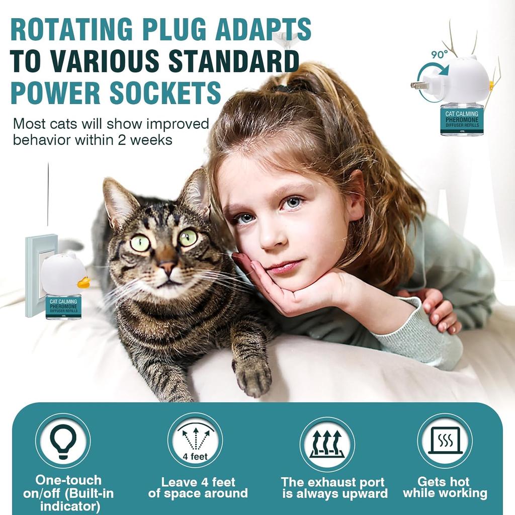 Cat Calming Diffuser 8 In 1 Multicat Pheromone Diffuser Pheromones To Calm Stress and Anxiety Relief Products Plug In Refill Anti Aggression for Cats