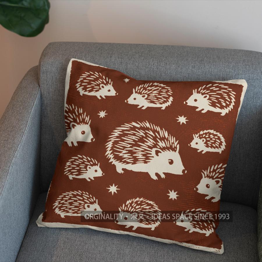 2D Hedgehogs And Stars Pattern Pillow Cover Pattern Cushion Cover Suitable For Sofa Bedroom Car Pillow Cover