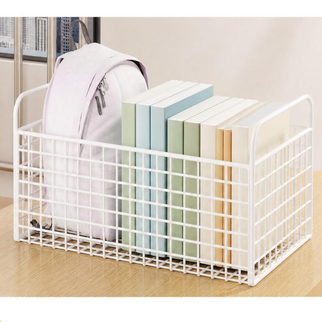 1-Tier Metal Desktop Bookshelf with Grid Panel Sturdy for Study Areas
