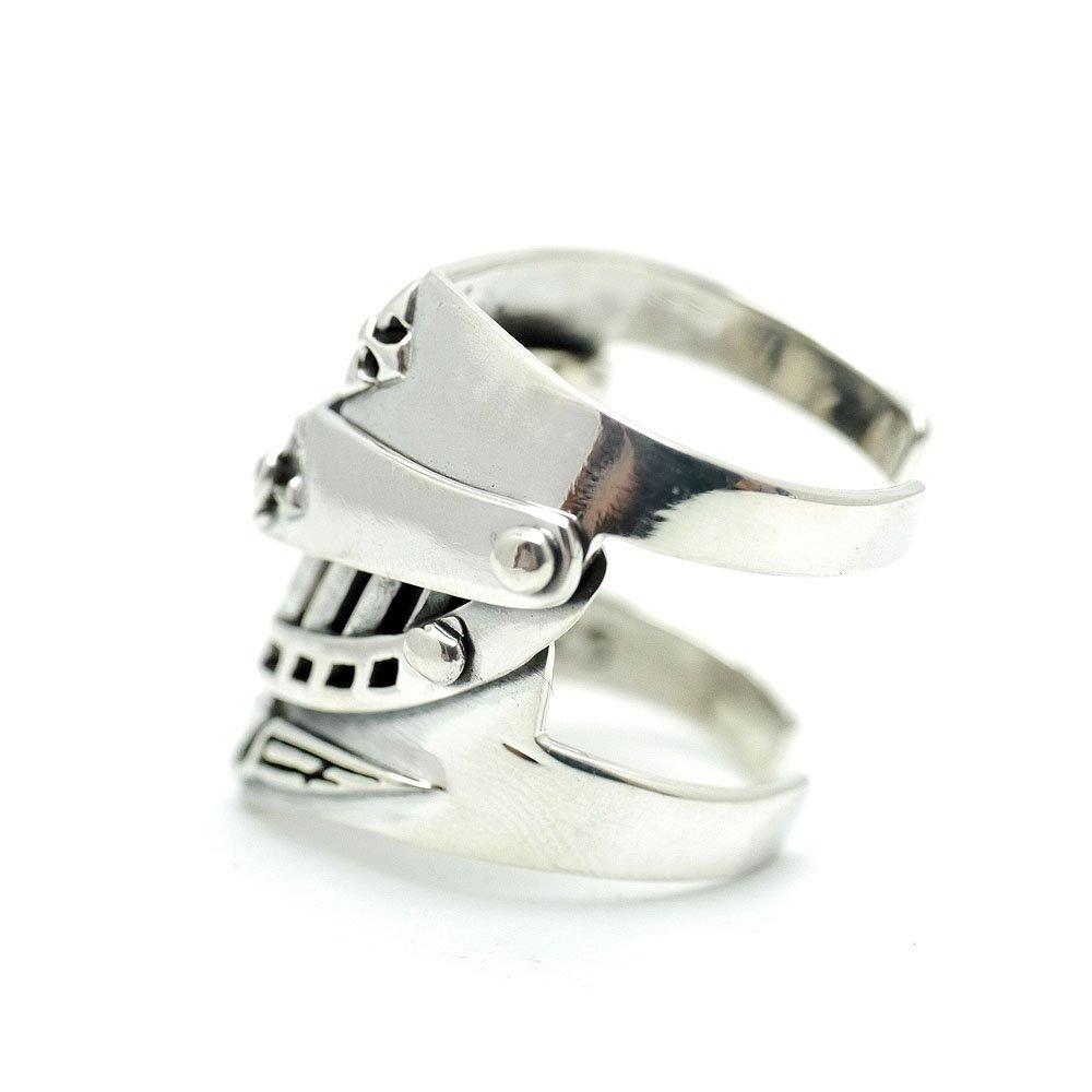 Silver One si Medieval Armor Ring for 925 Sterling Silver with One Size Fits Sizes Men, Garnet, All, 15-23