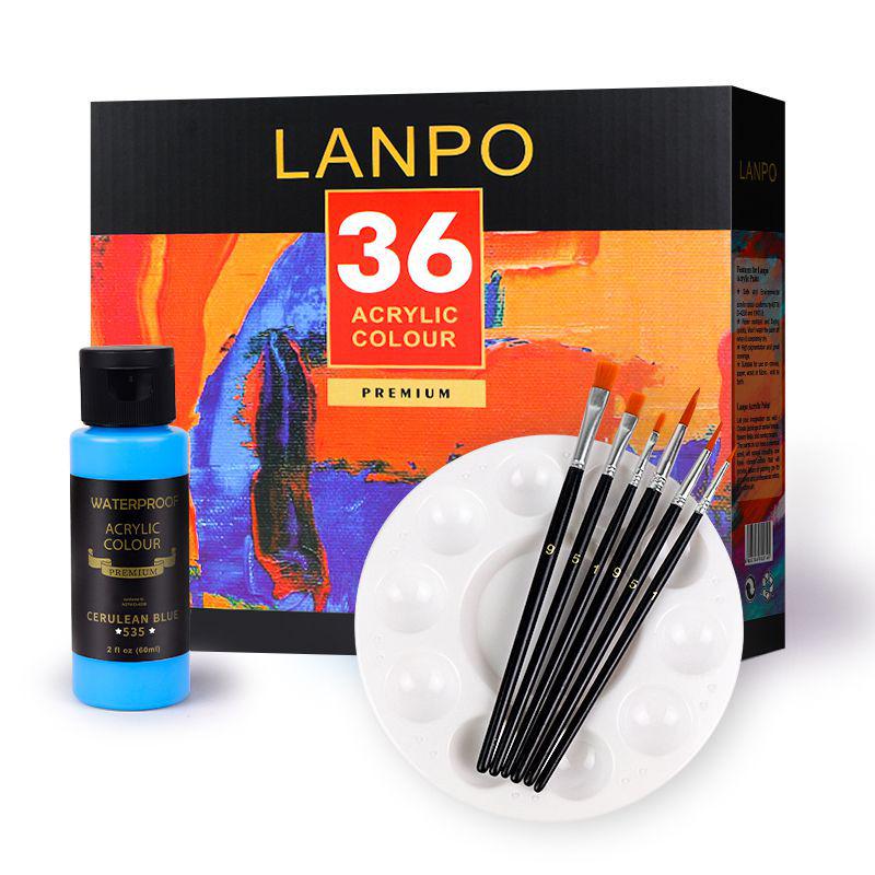 LANPO Acrylic Paint Set: 24 Colors, Waterproof, Beginner-Friendly, Boxed for DIY Projects