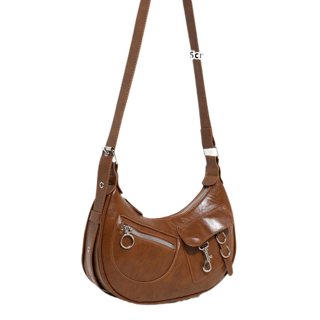 Premium Textured Bag Women'S Summer Fashion Retro Shoulder Bag Semi-Round Saddle Bag Women'S Messenger Bag