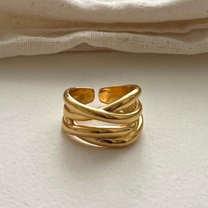 Geometric Irregular Rings Adornment Chic Irregular Line Crossed Ring For Women Great For Party And Everyday Wear