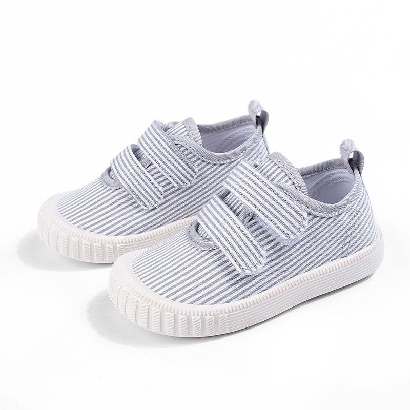 Çizgili Cırtcırtlı Kanvas Ayakkabı: Çocuklar İçin Unisex Yumuşak Tabanlı Bahar Spor Ayakkabıları