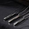Vintage Nordic Viking Rune Pendant Necklace for Men Stainless Steel Twisted Bar Jewelry