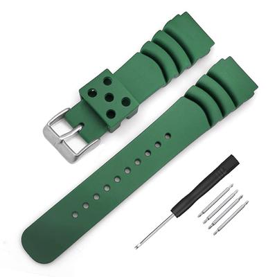 Seiko Uhr Ersatzarmband SchwarzGrünMarineOrange Anstoßbreite 20mm 22mm Tauchen Wasserdicht Kautschukband DAL0BP SKA293J2 SKA291J1 (Grün, 20mm)