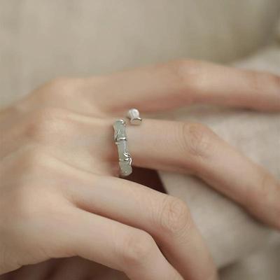 Retro Chinese Bamboo Open Ring Women's Fashion Simple Versatile Niche Ancient Style Index Finger Everyday Casual Fashion Jewelry