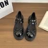 Round head single shoes women's 2025 new autumn and winter word with skirt platform jk French Mary Jane bow small leather shoes