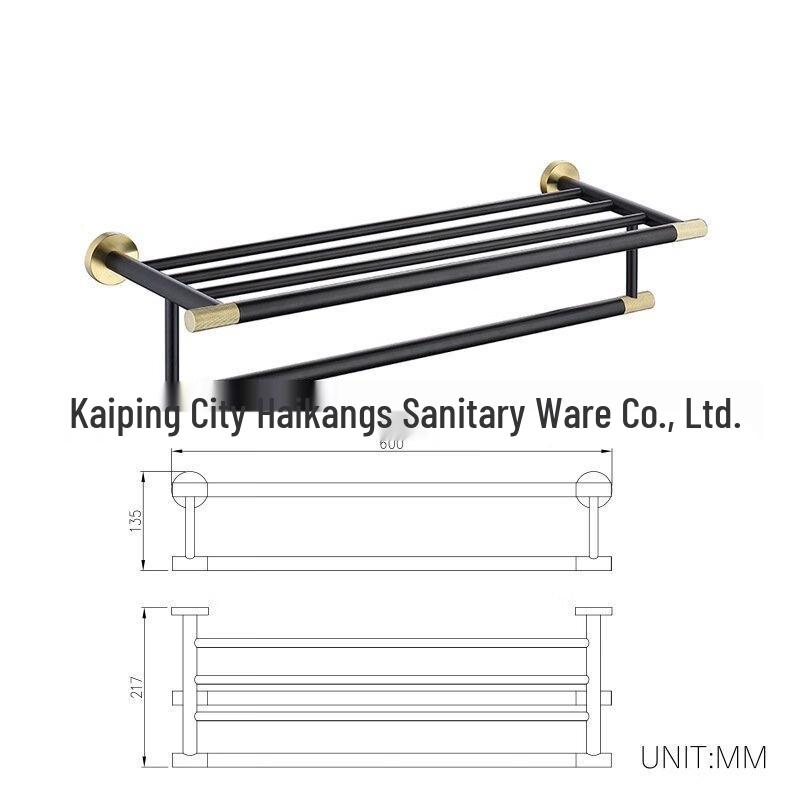OIMG Luxury Black Gold Double Towel Rack Set