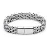 Stainless Steel Punk Byzantine Double Row Magnetic Clasp Bracelet Men Geometric Design Titanium SteelChain Handmade