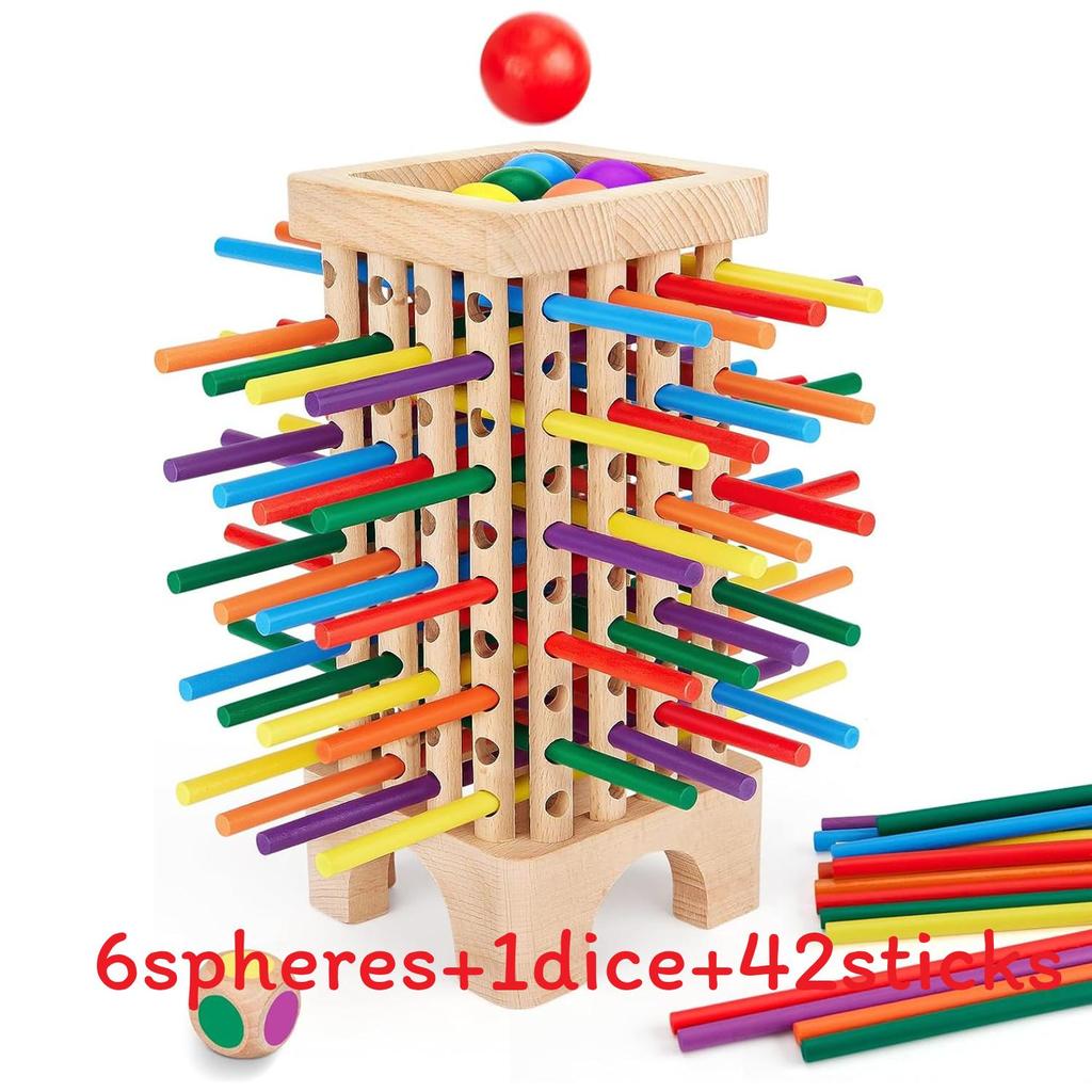Wooden Montessori Puzzle Board Game With 42 Colorful Sticks For Kids Educational Play