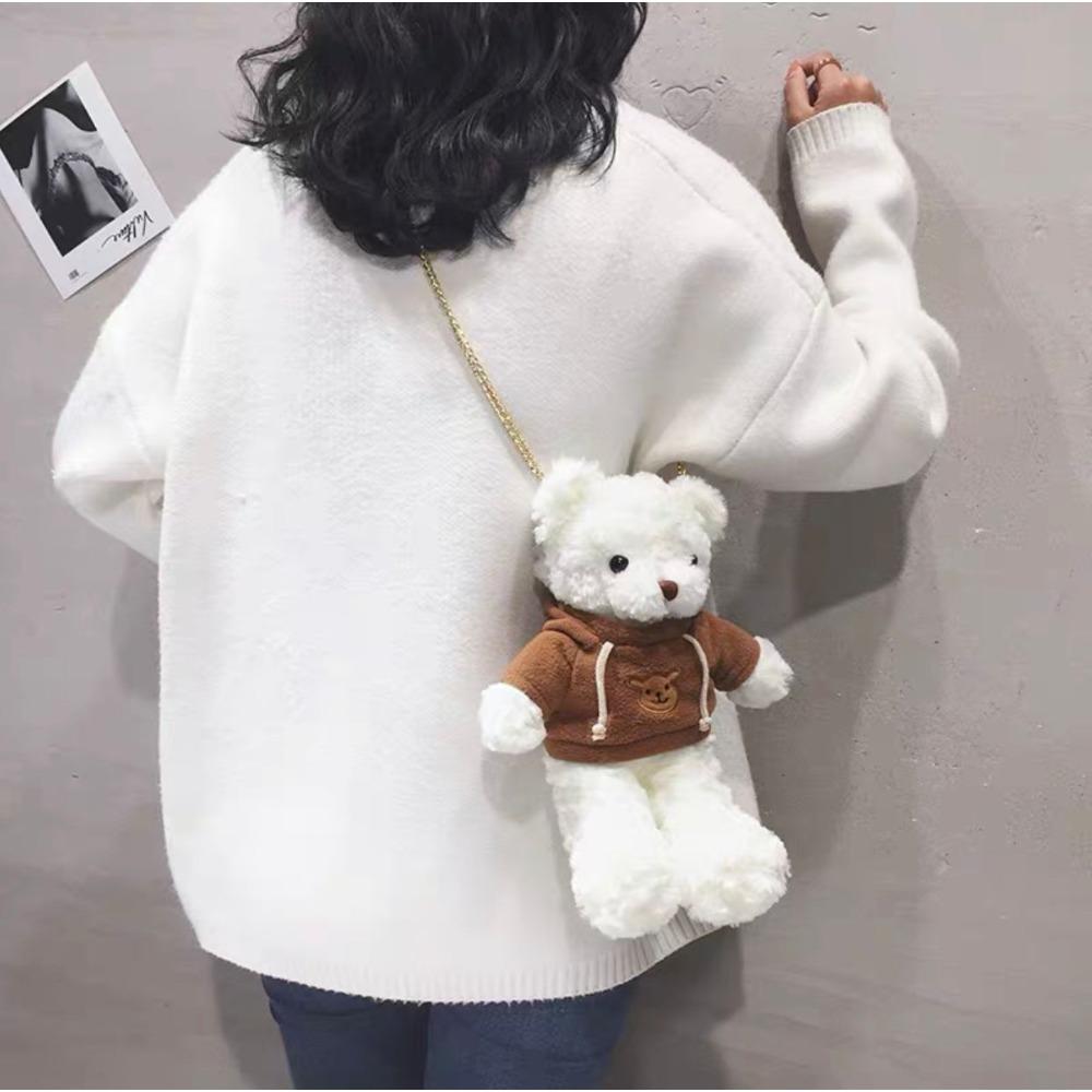 Bear Bag Plush Sweater White Bear Doll Ragdoll Girl Oblique Straddle Bag Creativity