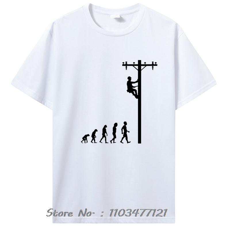 Evolution Of Lineman T-shirt Men Birthday Gift Electrician Men Dad Papa Father Husband Cotton T Shirt Clothing Oversized Tshirt