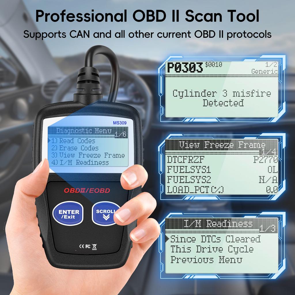 Autoskener OBD2 Čtečka kódů Skener závad motoru Diagnostický skenovací nástroj CAN pro všechna auta s protokolem OBD II od roku 1996