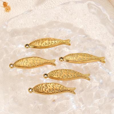 Stainless Steel Gold-Plated Fish Pendant - Durable, Handmade, Color-Retaining Jewelry Accessory