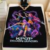 1Pc Kpop Demon Hunter Print Flannel Blanket, High quality Comfortable for All Seasons, Home Decor, Warmth and Comfort, Perfect for Gifts