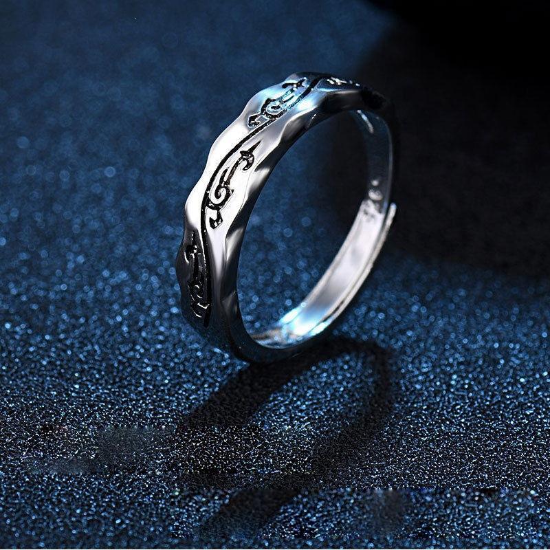 Love of China style open ring, single-handed domineering dragon pattern ring, retro hip-hop trendy men's personalized direct sale