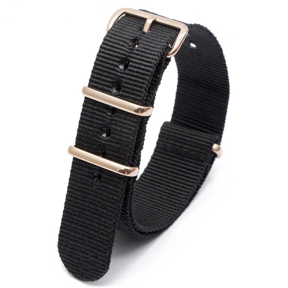 Rose Gold Buckle Nylon Watch Strap - Canvas Replacement for DW Watches