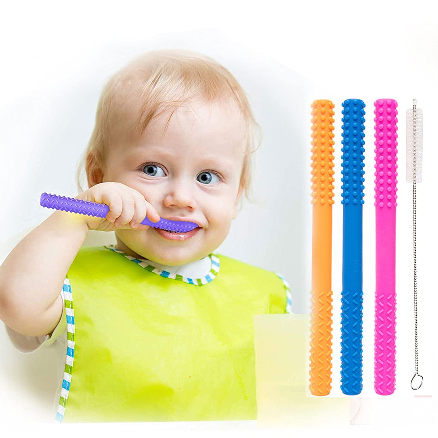 

Прорезыватель для зубов для младенцев в форме соломинки, Облегчает боль при прорезывании зубов, Изготовлен из пищевого силикона, Безопасный, Нетоксичный и не содержит БФА, Возраст 3-12 месяцев, Игрушка для новорожденных -