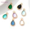 8.5mm*14.5mm 18K Gold Plated Crystal Glass Droplet Charms For Earring Making,Brass Decorative Pendants,DIY Jewelry Pendants