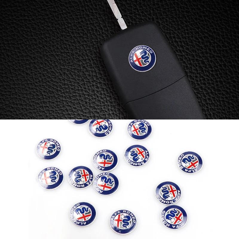 Car Stickers For Alfa Romeo 5/10PCS 14mm Car Remote Key Sticker Aluminum Badge For Alfa Romeo 159 Sportwagon Giulietta Mito 147