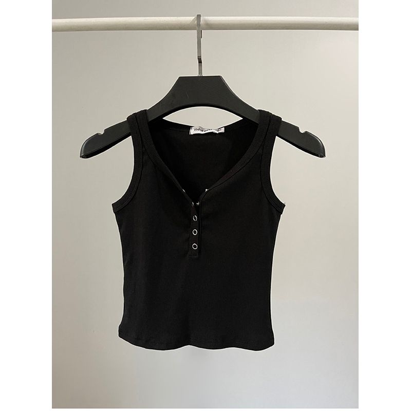 

[66 Предпочтительно] Рекомендую в | Однотонный Короткий Жилет на Растяжке с Пряжкой Полуоткрытый Женский Сексуальный Топ с Воротником Генри Black S