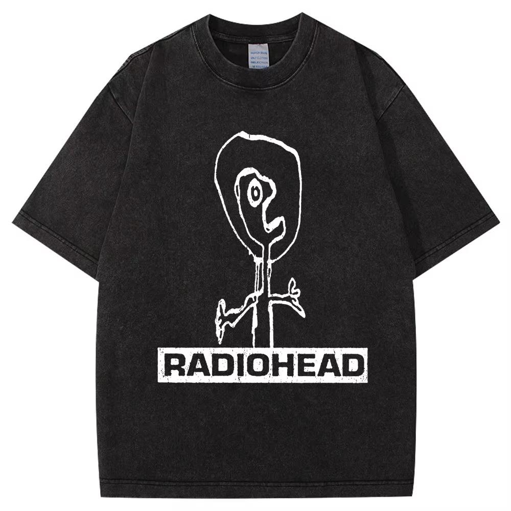 Wyprała Koszulka Retro Rock Band Radiohead The Bends Mężczyźni Kobiety Moda Hip Hop Gotycka Koszulka Oversize Bawełniana Codzienna Męskie Koszulki