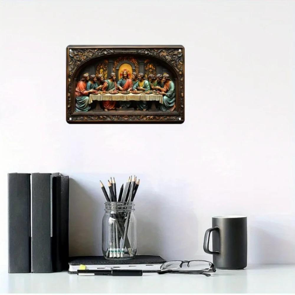 Religiöses Letztes Abendmahl 1 Stück Letztes Abendmahl Vintage Aluminiumschild - Elegante Metallkunst, Heimwanddekoration & Festlicher Gebrauch