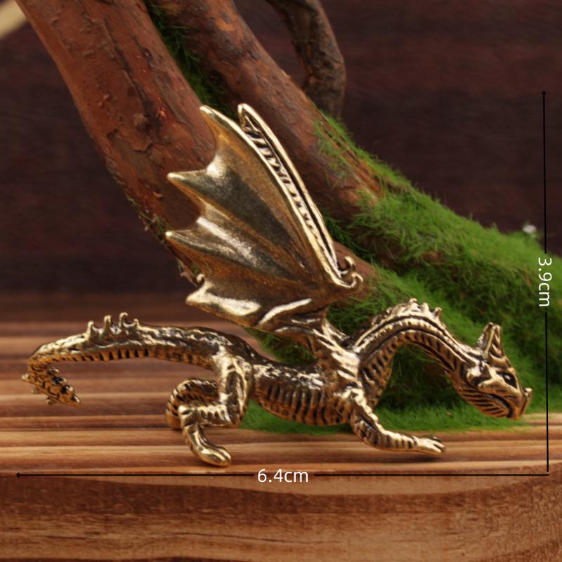 Mini Brass Dragon And Griffin Figurines Detailed Carving Antique Finish Desktop Decor Collection