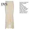 Solid Color Lace Gown Skirt Fishtail with Lining Retro Style Wedding Maxi Detachable Two-Piece Design Parties Weddings